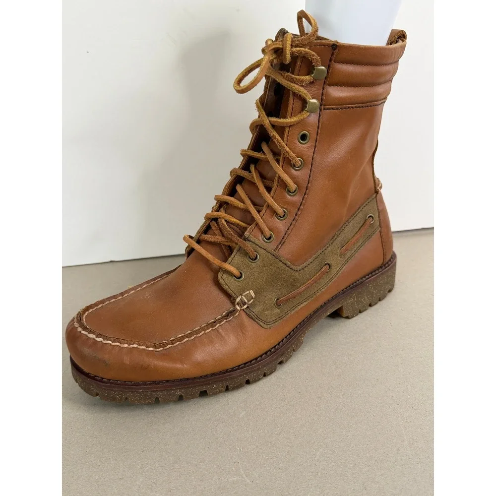 Polo Ralph Lauren Regiment Boots Mens 10.5D‎ Tan Brown Leather Rugged Outdoor